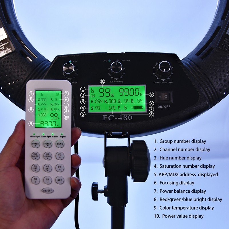 FOSOTO FC-480 3200-5500k Colorful 480 pcs Dimmable Led Photographic Lighting 96W Ring Light Lamp with Mirror for Camera, Phone, photo Studio FOSOTO FC-480 3200-5500k Colorful 480 pcs Dimmable Led Photographic Lighting 96W Ring Light Lamp with Mirror for Camera, Phone, photo Studio