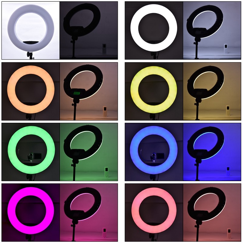 FOSOTO FC-480 3200-5500k Colorful 480 pcs Dimmable Led Photographic Lighting 96W Ring Light Lamp with Mirror for Camera, Phone, photo Studio FOSOTO FC-480 3200-5500k Colorful 480 pcs Dimmable Led Photographic Lighting 96W Ring Light Lamp with Mirror for Camera, Phone, photo Studio