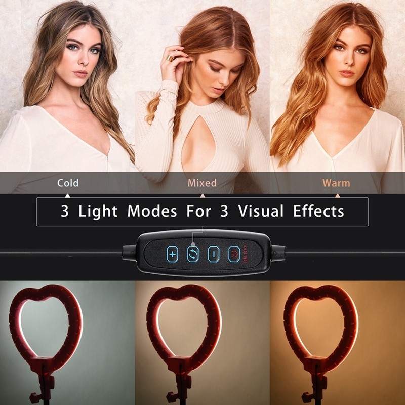 FOSOTO FT-X225 heart-shaped fill light 3200k-5600k beauty makeup light photography selfie ring light with tripod FOSOTO FT-X225 heart-shaped fill light 3200k-5600k beauty makeup light photography selfie ring light with tripod