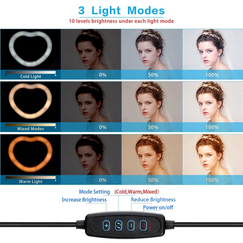 FOSOTO FT-X225 heart-shaped fill light 3200k-5600k beauty makeup light photography selfie ring light with tripod FOSOTO FT-X225 heart-shaped fill light 3200k-5600k beauty makeup light photography selfie ring light with tripod