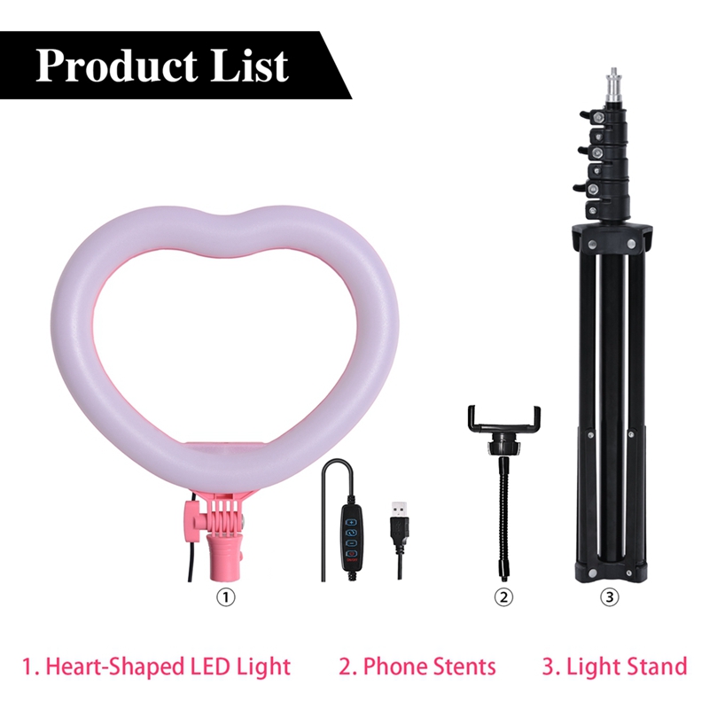 FOSOTO FT-X225 heart-shaped fill light 3200k-5600k beauty makeup light photography selfie ring light with tripod FOSOTO FT-X225 heart-shaped fill light 3200k-5600k beauty makeup light photography selfie ring light with tripod