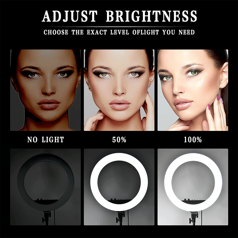 FOSOTO RL18II 55w 3200-5500k dimmable selfie led ring light with tripod stand for makeup, photography, camera video recording FOSOTO RL18II 55w 3200-5500k dimmable selfie led ring light with tripod stand for makeup, photography, camera video recording