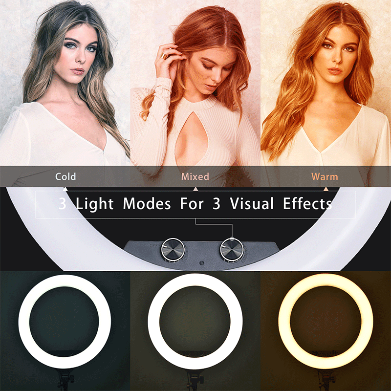 FOTOSO FT-180L/18inch 55W 3200-5600K LED Selfie Ring Light with 3 Phone Holder and 2M Tripod Stand for Makeup YouTube, TikTok, Camera lights FOTOSO FT-180L/18inch 55W 3200-5600K LED Selfie Ring Light with 3 Phone Holder and 2M Tripod Stand for Makeup YouTube, TikTok, Camera lights