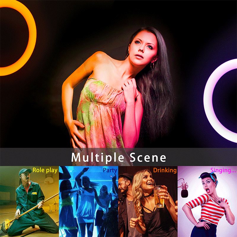 FOSOTO FT-33 3200-5600K RGB Selfie Ring Light Phone Holder with Tripod Stand for Makeup, Live Streaming, Video Recording FOSOTO FT-33 3200-5600K RGB Selfie Ring Light Phone Holder with Tripod Stand for Makeup, Live Streaming, Video Recording