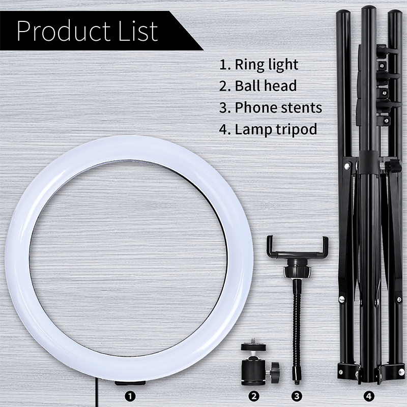 FOSOTO FT-33 3200-5600K RGB Selfie Ring Light Phone Holder with Tripod Stand for Makeup, Live Streaming, Video Recording FOSOTO FT-33 3200-5600K RGB Selfie Ring Light Phone Holder with Tripod Stand for Makeup, Live Streaming, Video Recording