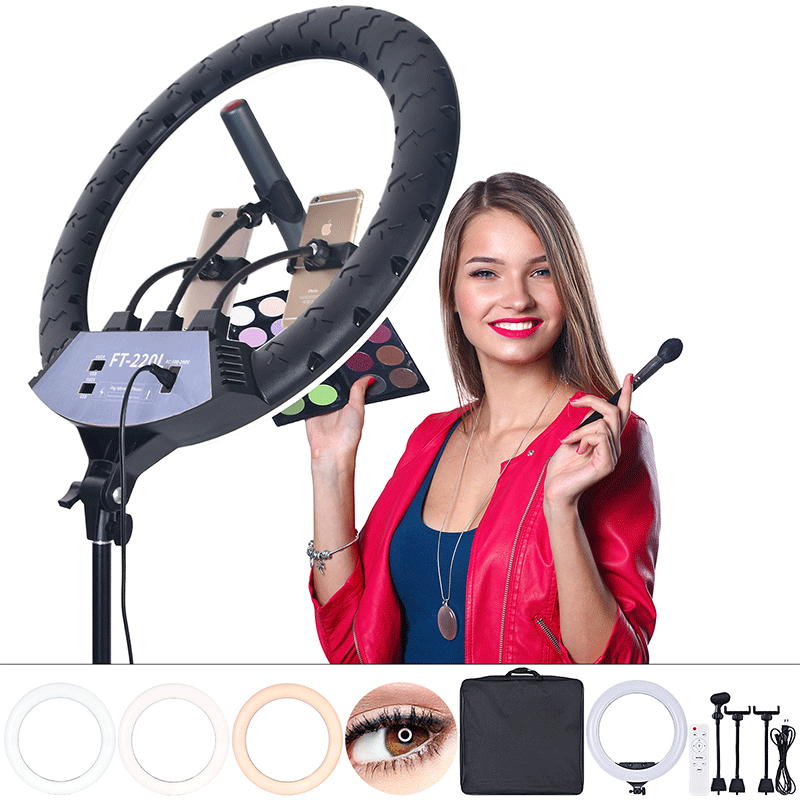 FOSOTO FT-220L/22inch 3200-5600K Selfie LED Ring Light with Tripod Video for TikTok, Makeup, Photography lights FOSOTO FT-220L/22inch 3200-5600K Selfie LED Ring Light with Tripod Video for TikTok, Makeup, Photography lights