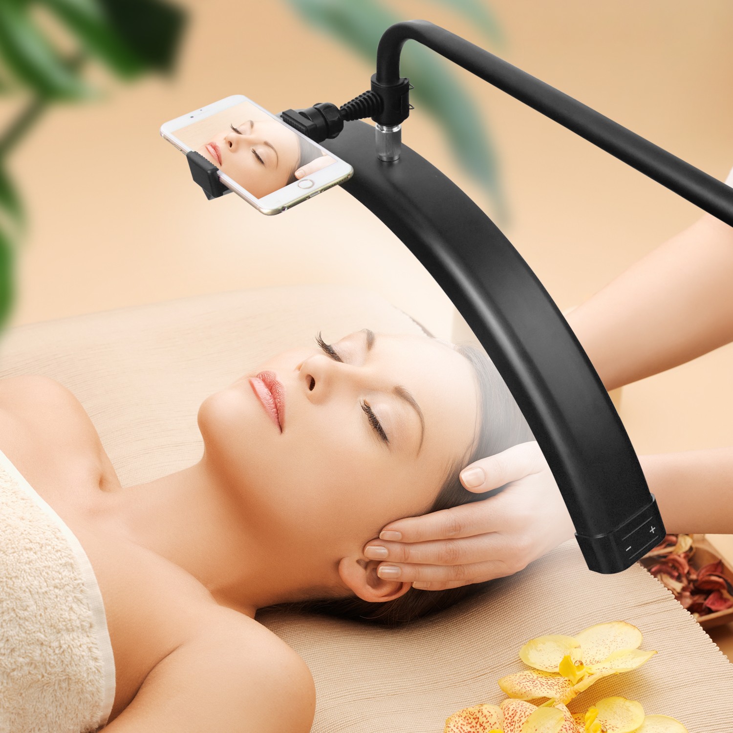 FOSOTO LED Lash Light Moon Light 45W Half Ring Light Lamp With Stand Phone Holder For Makeup Beauty Salons Eyebrow Tattoo FOSOTO LED Lash Light Moon Light 45W Half Ring Light Lamp With Stand Phone Holder For Makeup Beauty Salons Eyebrow Tattoo