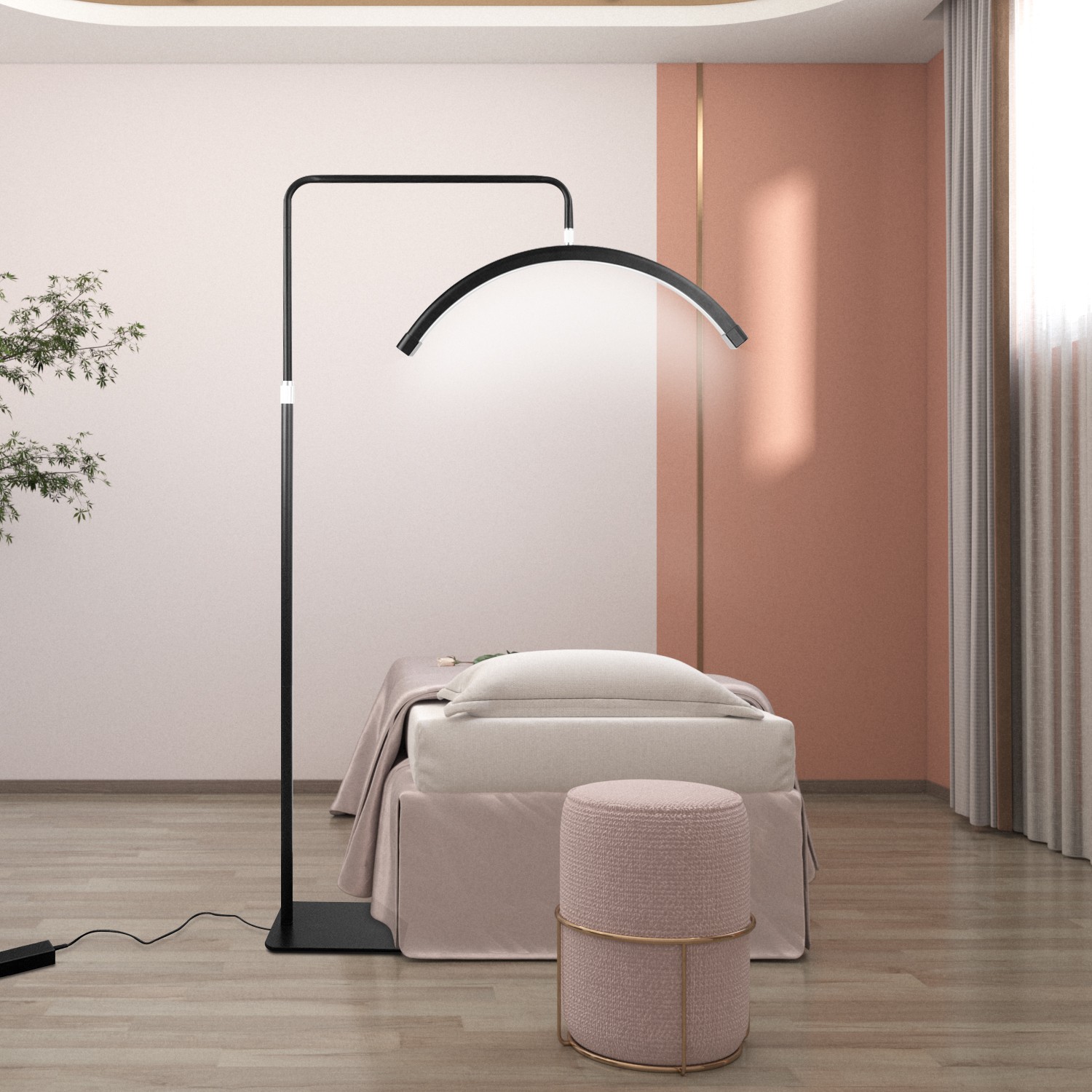 FOSOTO LED Lash Light Moon Light 45W Half Ring Light Lamp With Stand Phone Holder For Makeup Beauty Salons Eyebrow Tattoo FOSOTO LED Lash Light Moon Light 45W Half Ring Light Lamp With Stand Phone Holder For Makeup Beauty Salons Eyebrow Tattoo