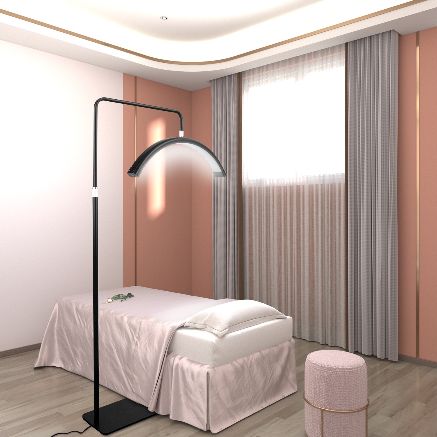 FOSOTO LED Lash Light Moon Light 45W Half Ring Light Lamp With Stand Phone Holder For Makeup Beauty Salons Eyebrow Tattoo FOSOTO LED Lash Light Moon Light 45W Half Ring Light Lamp With Stand Phone Holder For Makeup Beauty Salons Eyebrow Tattoo