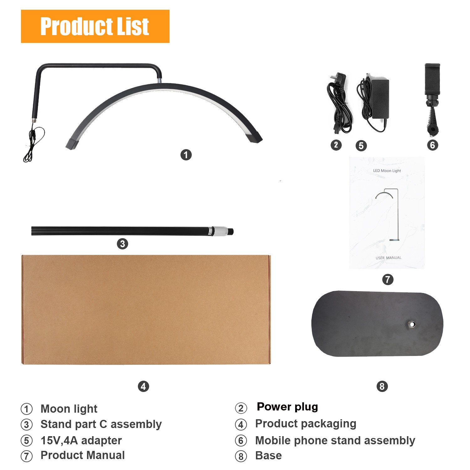 FOSOTO LED Lash Light Moon Light 45W Half Ring Light Lamp With Stand Phone Holder For Makeup Beauty Salons Eyebrow Tattoo FOSOTO LED Lash Light Moon Light 45W Half Ring Light Lamp With Stand Phone Holder For Makeup Beauty Salons Eyebrow Tattoo