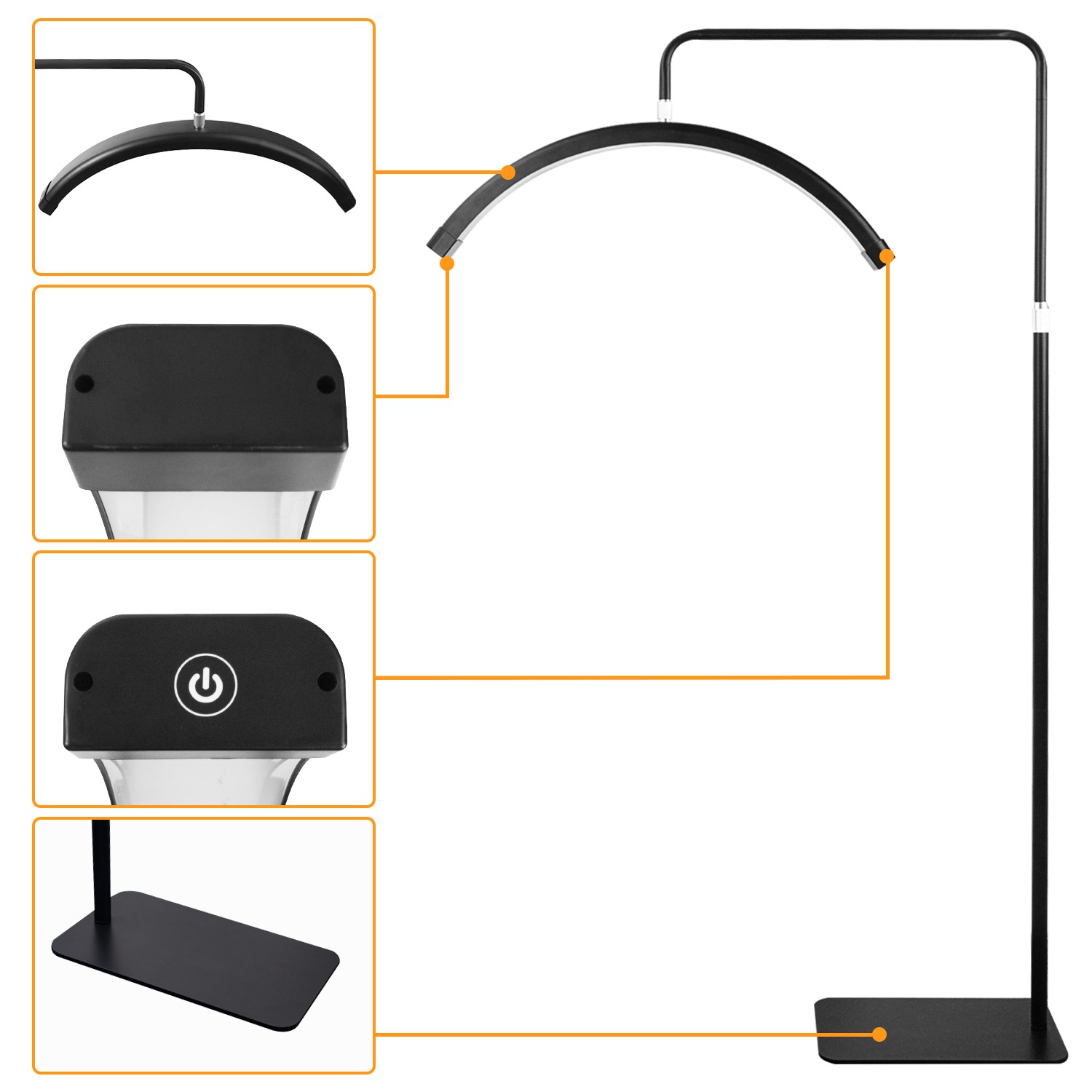 FOSOTO LED Lash Light Moon Light 45W Half Ring Light Lamp With Stand Phone Holder For Makeup Beauty Salons Eyebrow Tattoo FOSOTO LED Lash Light Moon Light 45W Half Ring Light Lamp With Stand Phone Holder For Makeup Beauty Salons Eyebrow Tattoo