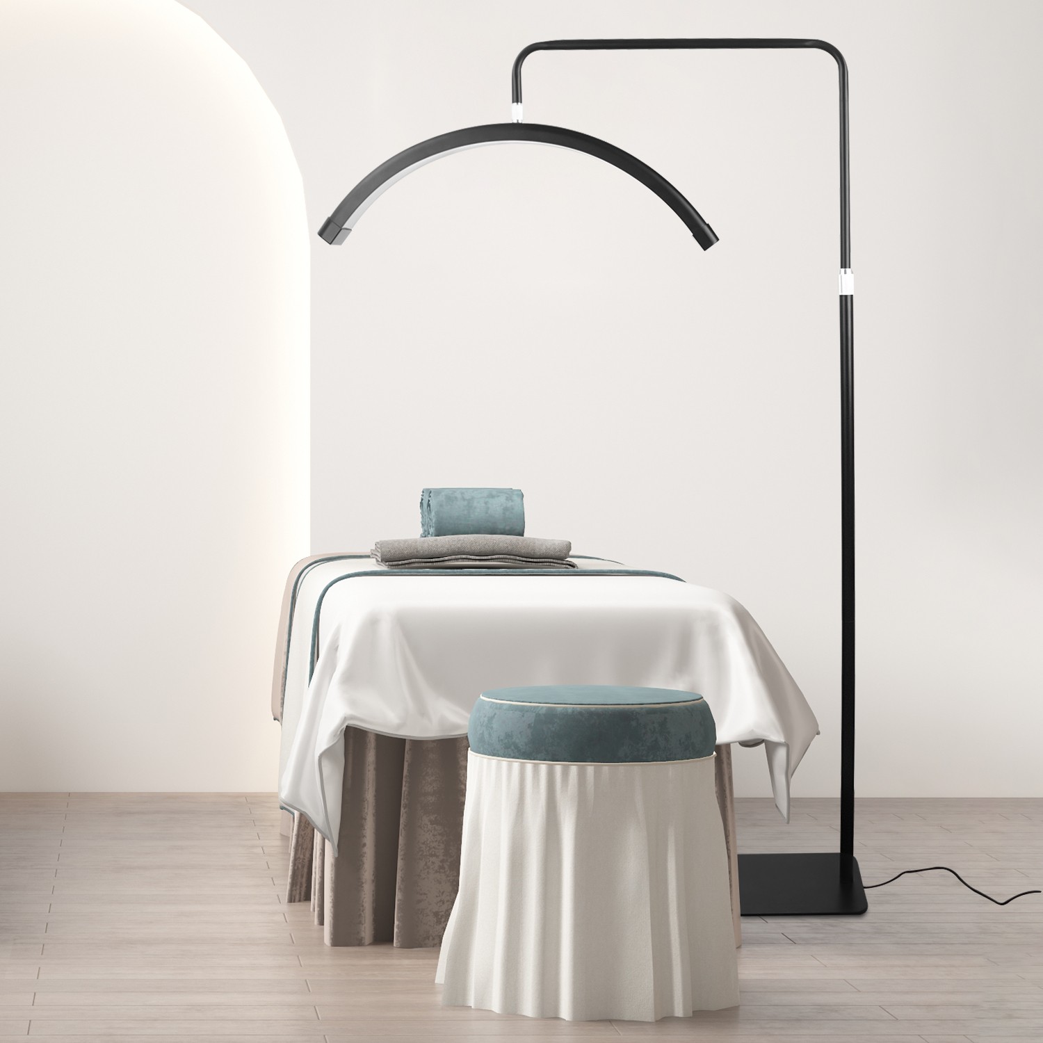 FOSOTO LED Lash Light Moon Light 45W Half Ring Light Lamp With Stand Phone Holder For Makeup Beauty Salons Eyebrow Tattoo FOSOTO LED Lash Light Moon Light 45W Half Ring Light Lamp With Stand Phone Holder For Makeup Beauty Salons Eyebrow Tattoo