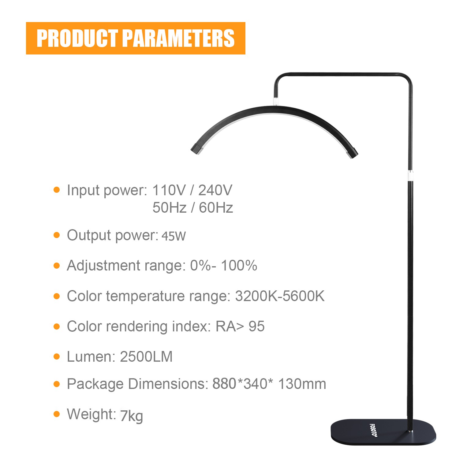 FOSOTO 45W Fashion White LED Half Moon Lash Lamp For Facial Tattoo Artists Makeup With Adjustable Tripod FOSOTO 45W Fashion White LED Half Moon Lash Lamp For Facial Tattoo Artists Makeup With Adjustable Tripod