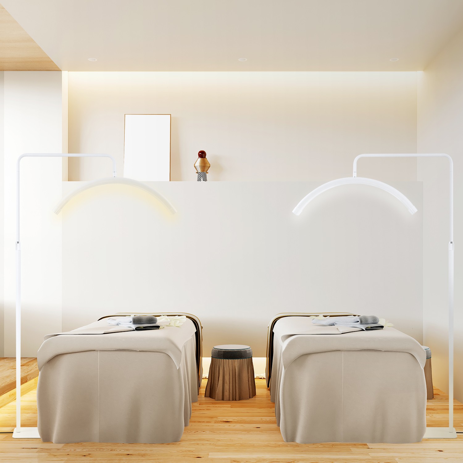 FOSOTO 45W Fashion White LED Half Moon Lash Lamp For Facial Tattoo Artists Makeup With Adjustable Tripod FOSOTO 45W Fashion White LED Half Moon Lash Lamp For Facial Tattoo Artists Makeup With Adjustable Tripod