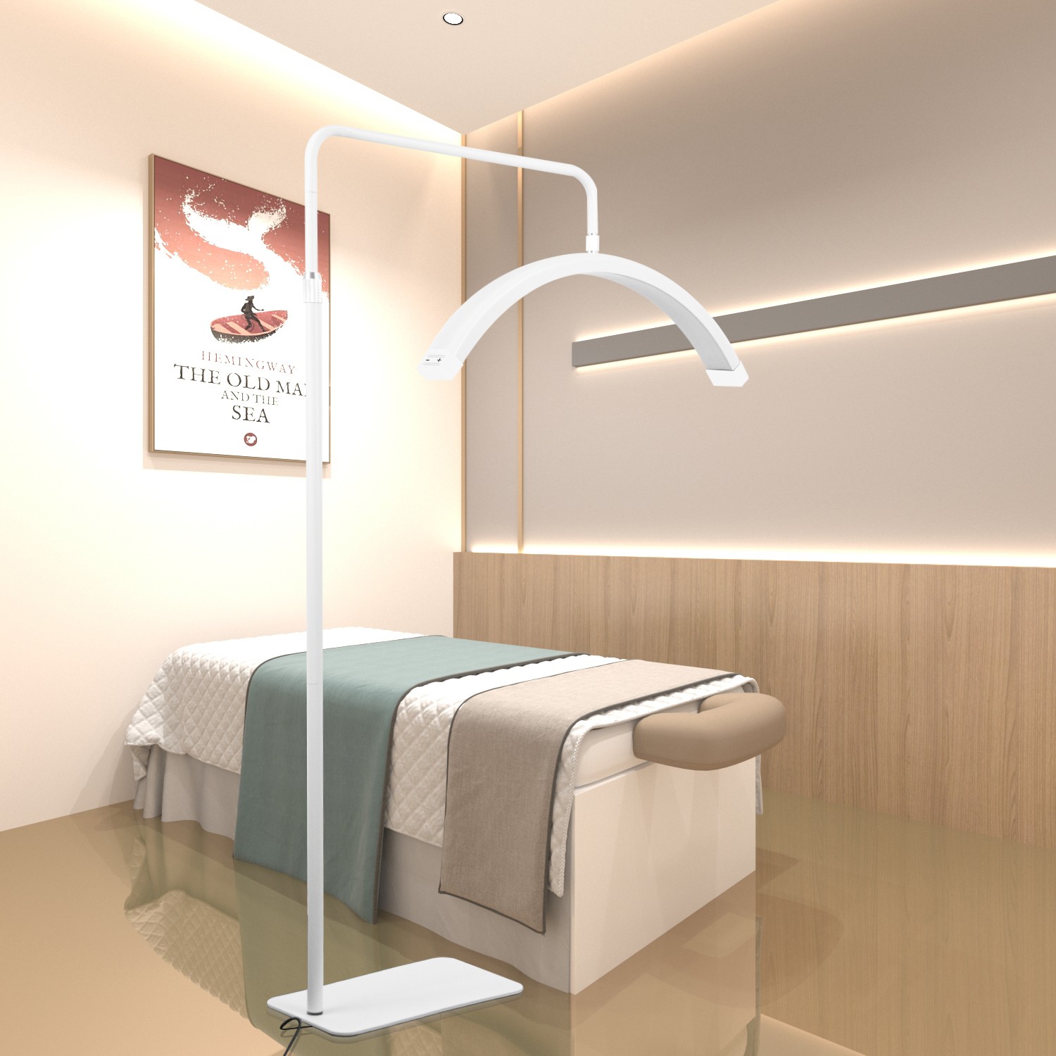 FOSOTO 45W Fashion White LED Half Moon Lash Lamp For Facial Tattoo Artists Makeup With Adjustable Tripod FOSOTO 45W Fashion White LED Half Moon Lash Lamp For Facial Tattoo Artists Makeup With Adjustable Tripod