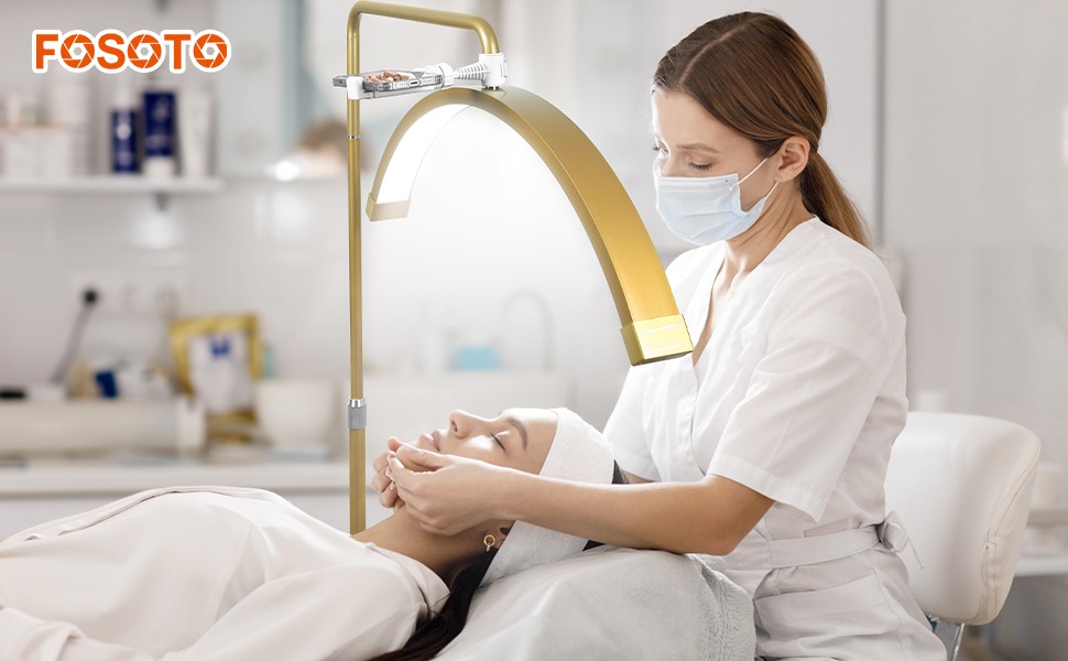 Fosoto 45W Gold Photography Lamp LED Half Moon Ring Light Led Video Lash Light With Rhinestones For Beauty Eyelash Tattoo Makeup