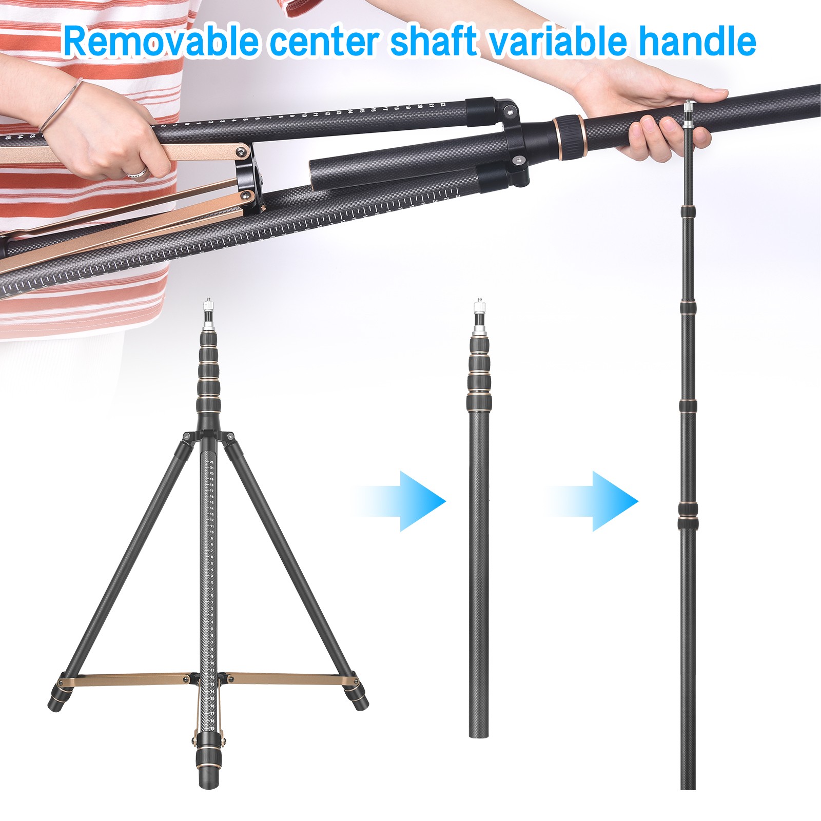 Fosoto SL285 Carbon Fiber Led Light Tripod Stand 2.52m Head Softbox For Photo Studio Photographic Lighting Flash LED Light