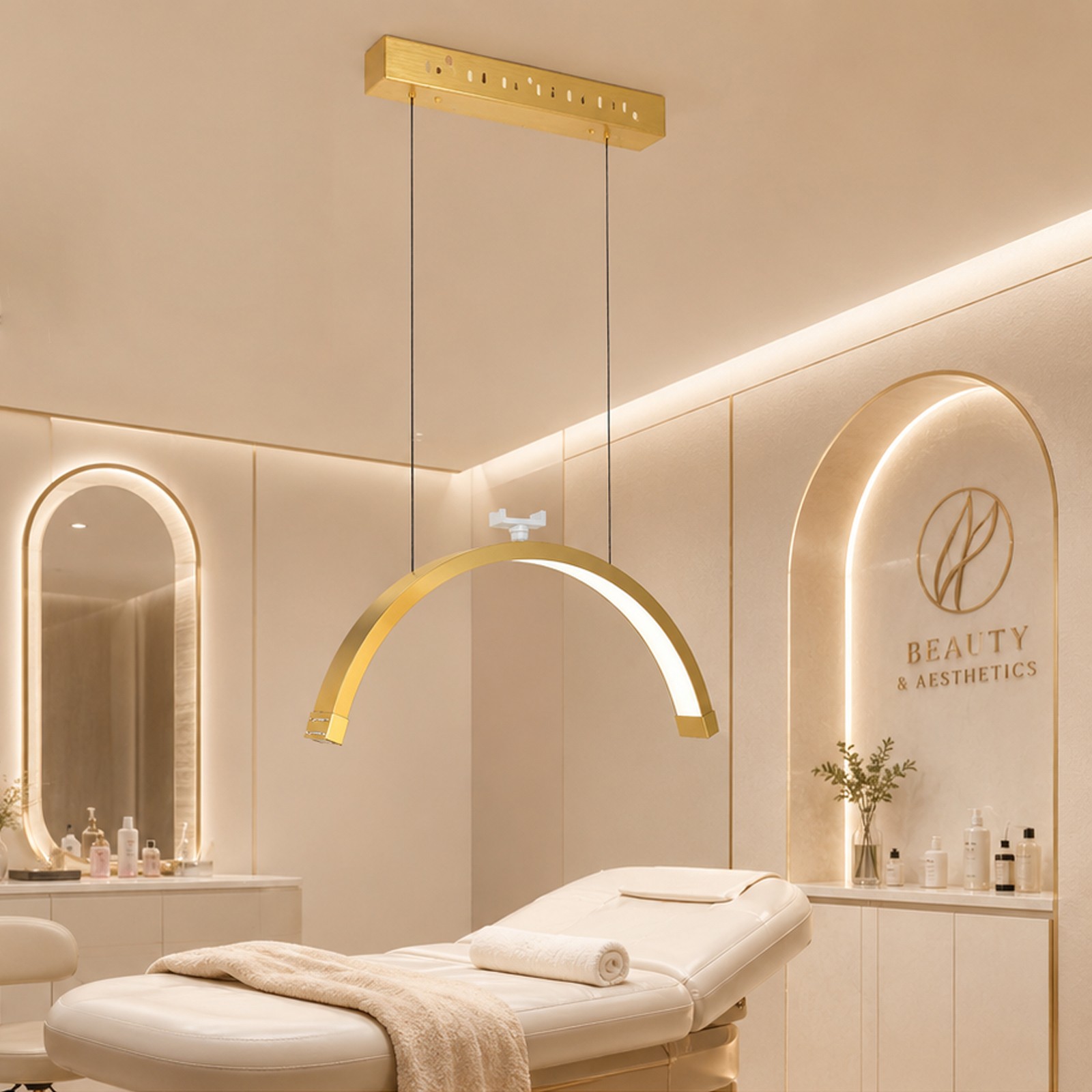 Ceiling-Mounted Retractable Half Moon Light, Telescopic LED Beauty Salon Lamp Ceiling-Mounted Retractable Half Moon Light, Telescopic LED Beauty Salon Lamp