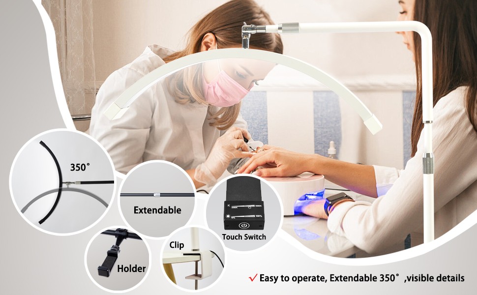 Extendable Arch LED Beauty Work Light with Adjustable Arm for Professional Nail Salon Extendable Arch LED Beauty Work Light with Adjustable Arm for Professional Nail Salon