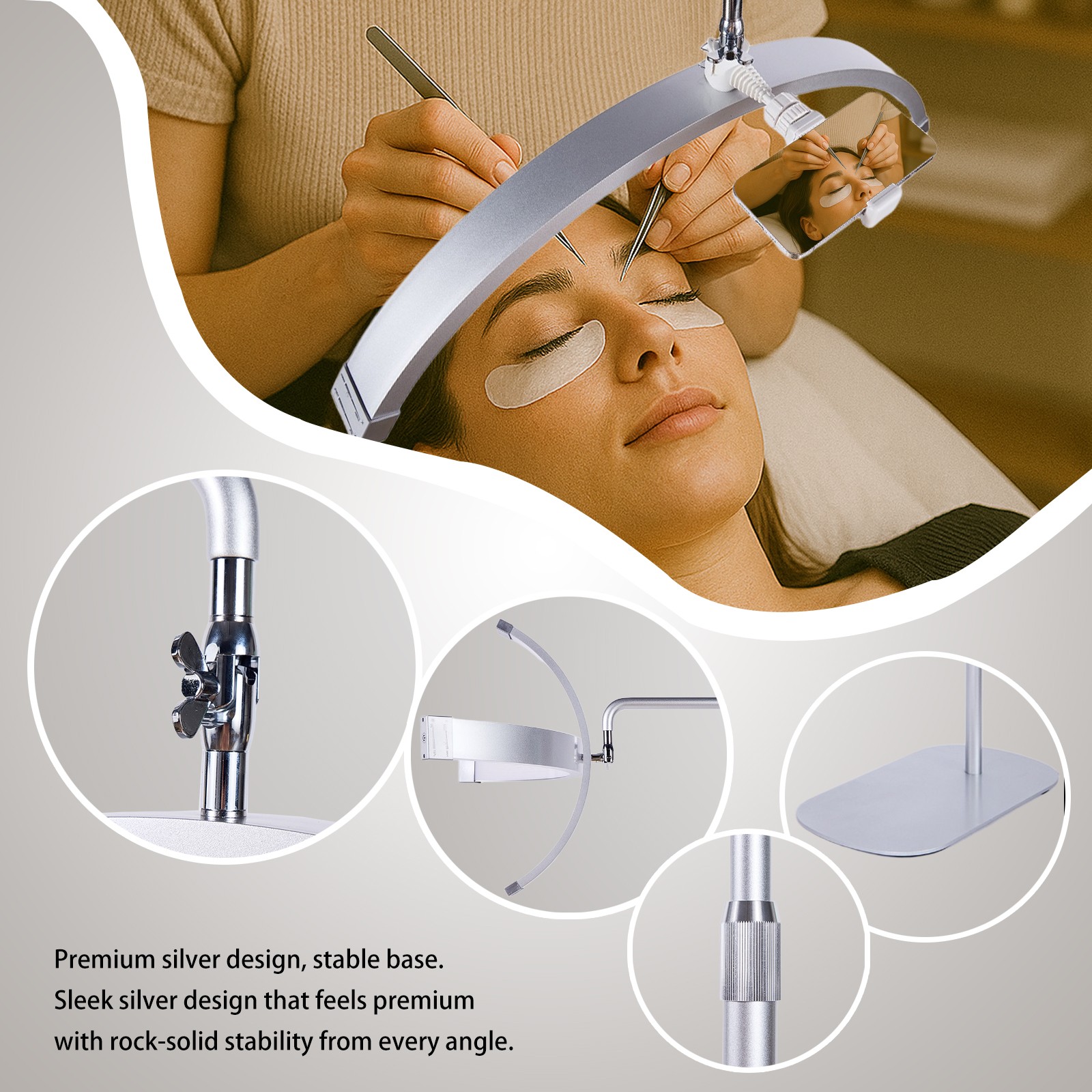 Premium Stainless Steel Sliver Moon Light for Beauty Salon Lash Extension Premium Stainless Steel Sliver Moon Light for Beauty Salon Lash Extension