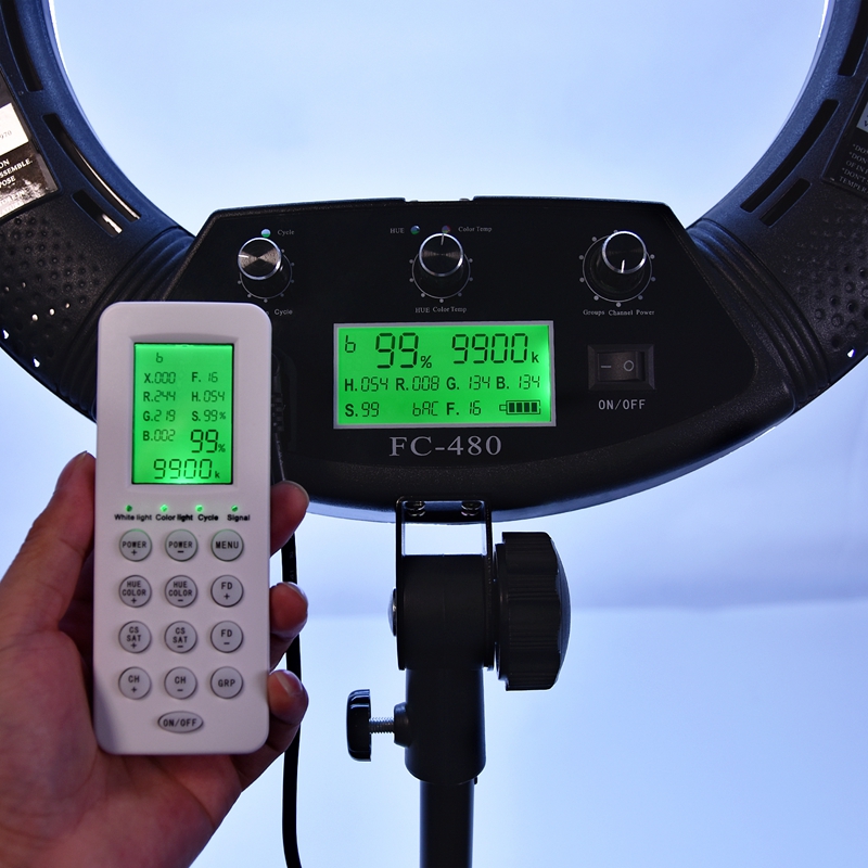 FOSOTO FC-480 3200-5500k Colorful 480 pcs Dimmable Led Photographic Lighting  96W Ring Light Lamp with Mirror for Camera, Phone, photo Studio