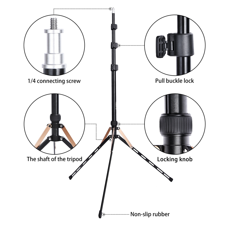 Fosoto FT-190 Gold Led Light Tripod Stand For Photo Studio Ring Photographic Lighting Flash Umbrellas Reflector