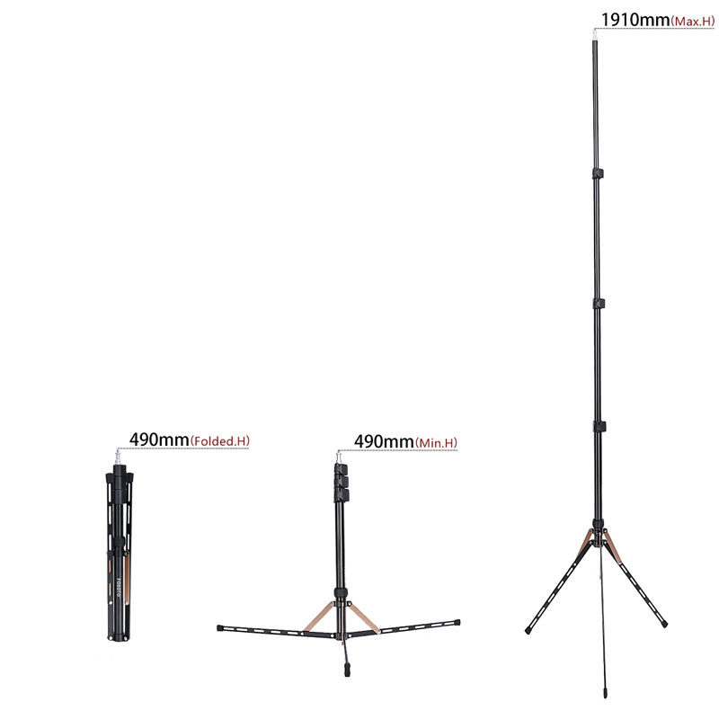 Fosoto FT-190 Gold Led Light Tripod Stand For Photo Studio Ring Photographic Lighting Flash Umbrellas Reflector