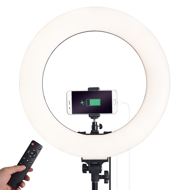FOSOTO RL-480L18 inch LCD screen 60W Battery Operate LED Ring Light with light stand for video shooting
