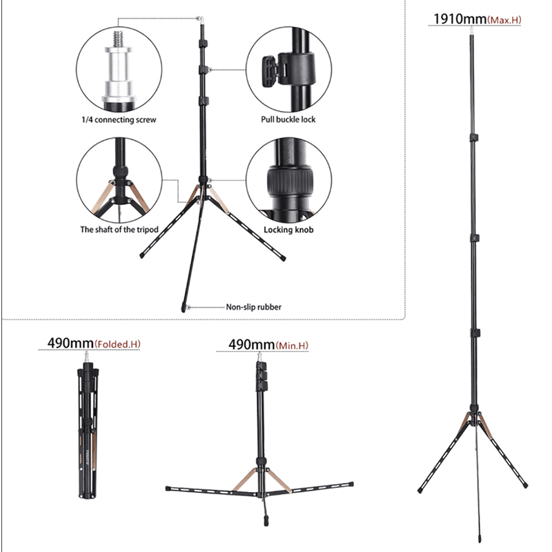 FOSOTO 75in Fold Video Tripod Light Stand Lightweight Compact for Photography, Portable Photo Video Tripod Stand, Lighting Stand with Carry Case for Speedlight, Flash, Softbox, Umbrella, Strobe Light, Camera, Photographic Portrait