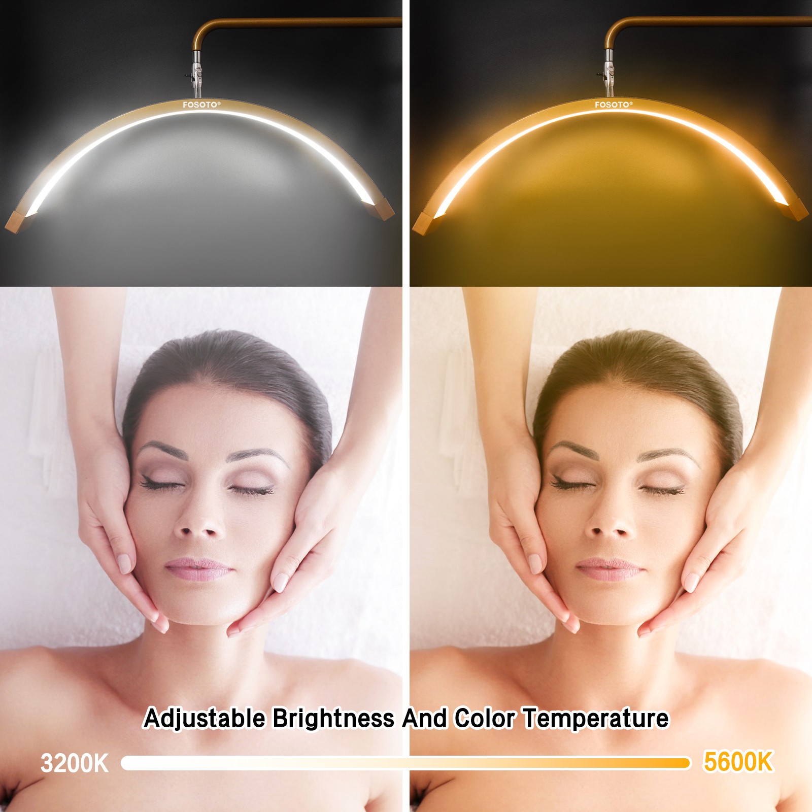 fosoto 45w ft-y16 crystal multifunctional LED Half Moon Lash Light Floor Lamp for Eyelash Extensions, Estheticians & Beauty Salon