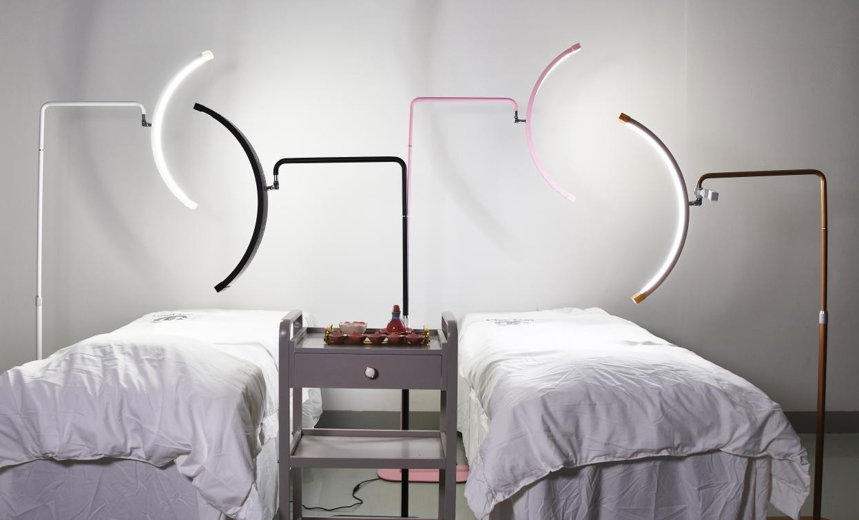 fosoto ft-y16-1 multifunctional OEM LED Half Moon Lash Light Floor Lamp for Eyelash Extensions & Beauty Salon