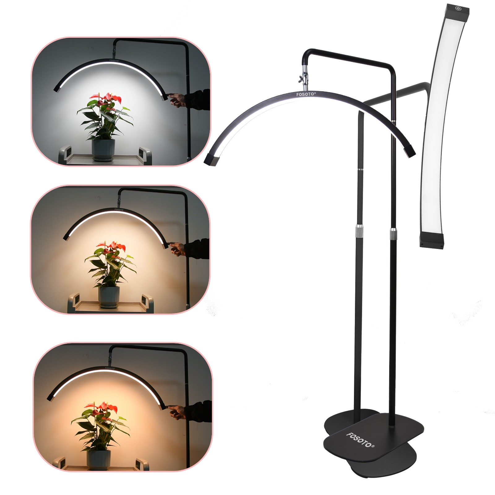 fosoto ft-y16-1 multifunctional OEM LED Half Moon Lash Light Floor Lamp for Eyelash Extensions & Beauty Salon