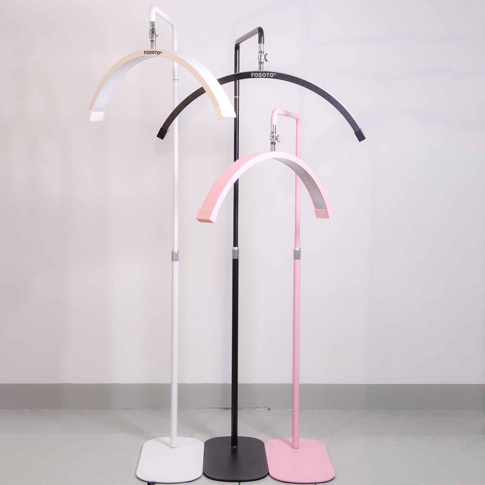 fosoto ft-y16-1 multifunctional OEM LED Half Moon Lash Light Floor Lamp for Eyelash Extensions & Beauty Salon