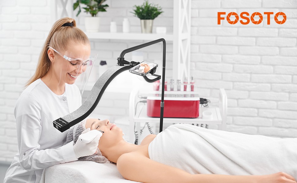fosoto FT-Y13 Luxury Crystal LED Cloud Half Moon Lash Light with Phone Holder for High-End Beauty Salons