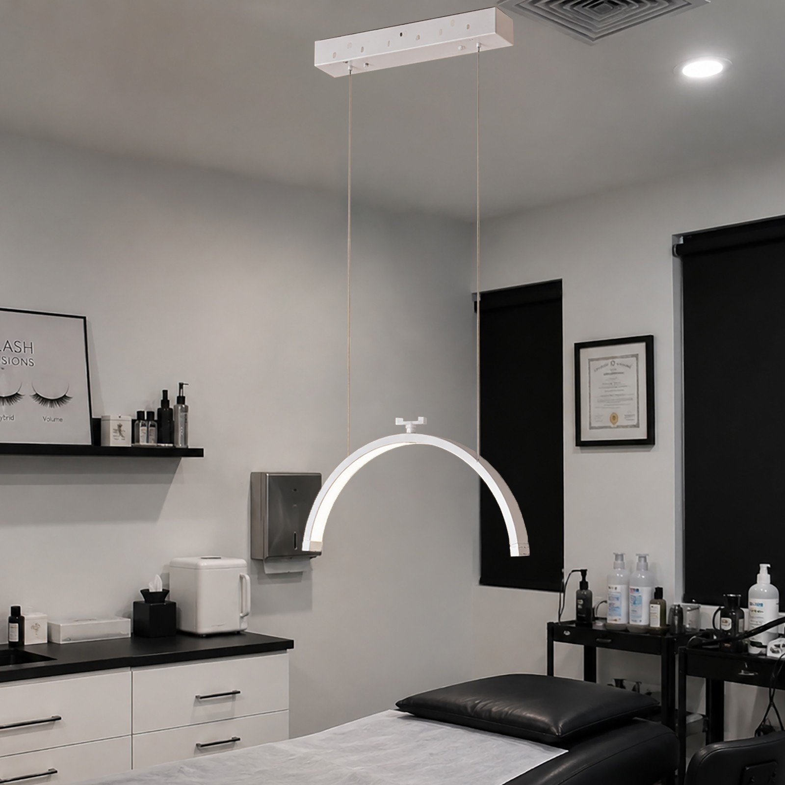 Ceiling-Mounted Retractable Half Moon Light, Telescopic LED Beauty Salon Lamp