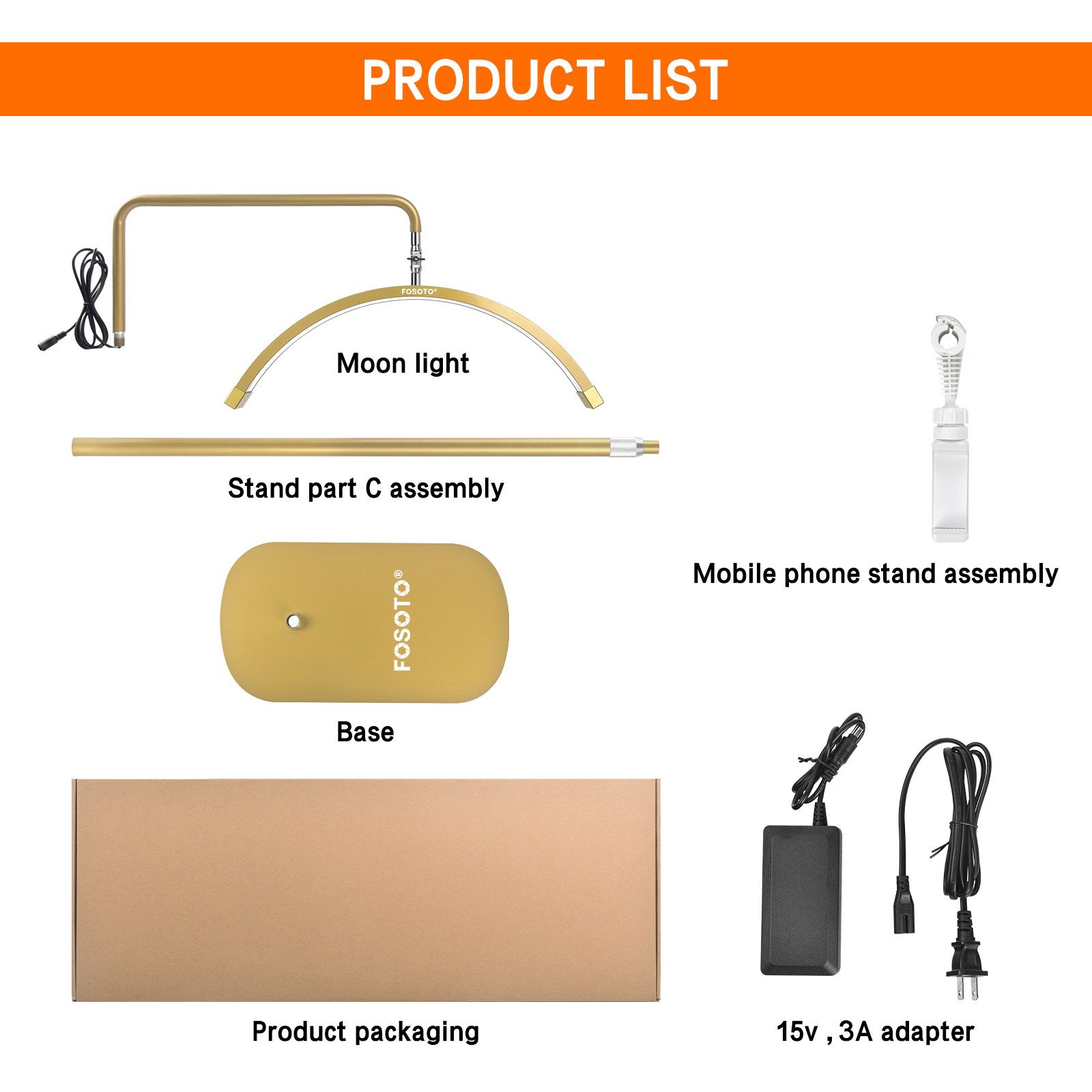 Luxury Stainless Steel Gold LED Half Moon Lash Light for Premium Beauty Salons