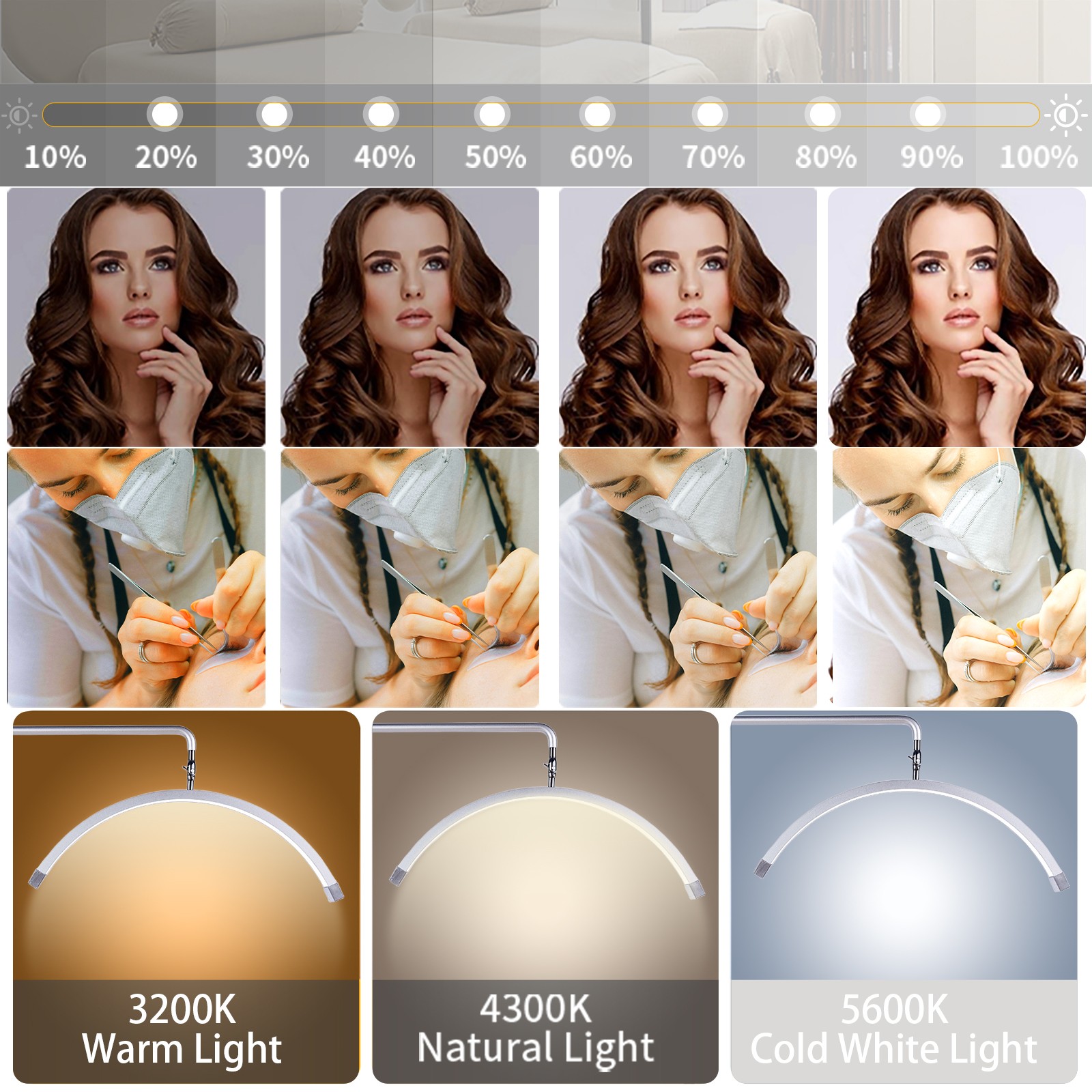 FOSOTO Luxury Integrated Beauty Bed Light, Multi-Angle Treatment Chair Lamp