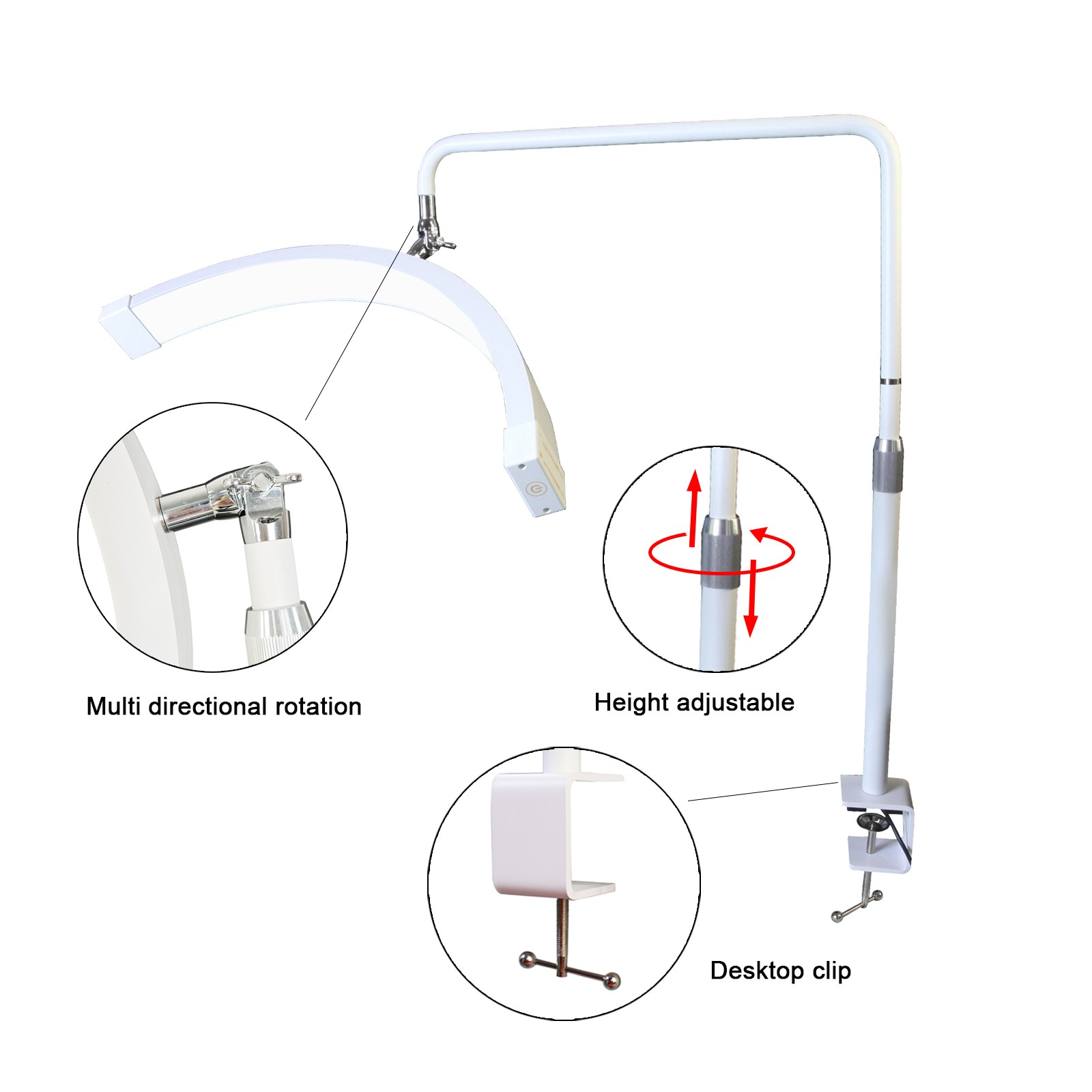 Professional Adjustable Arch LED Nail Lamp with Flexible Rotating Head for Nail Salon & Beauty Workspace