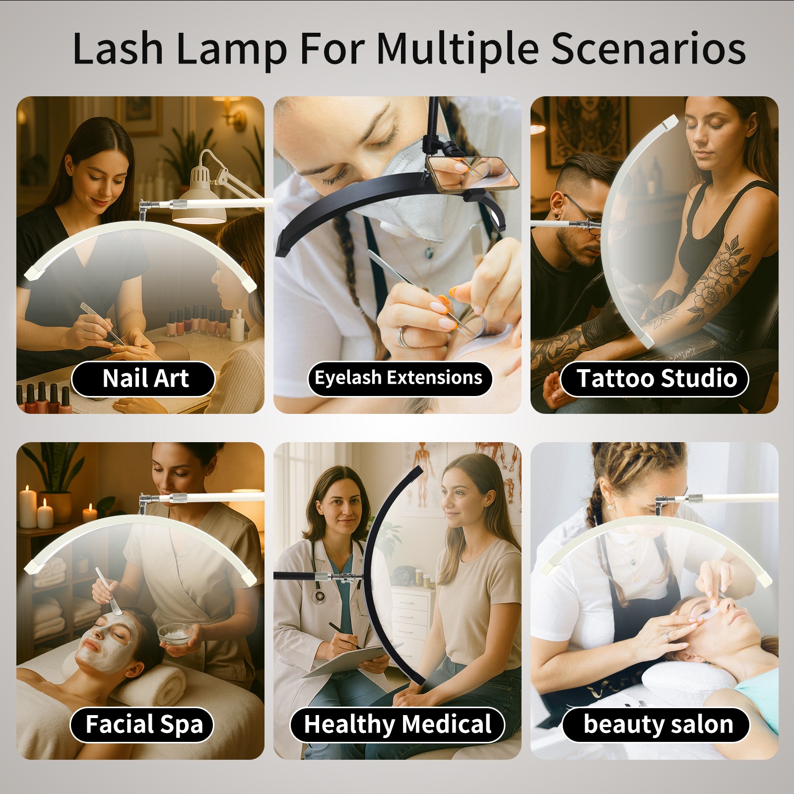 Extendable Arch LED Beauty Work Light with Adjustable Arm for Professional Nail Salon & Beauty Workspace