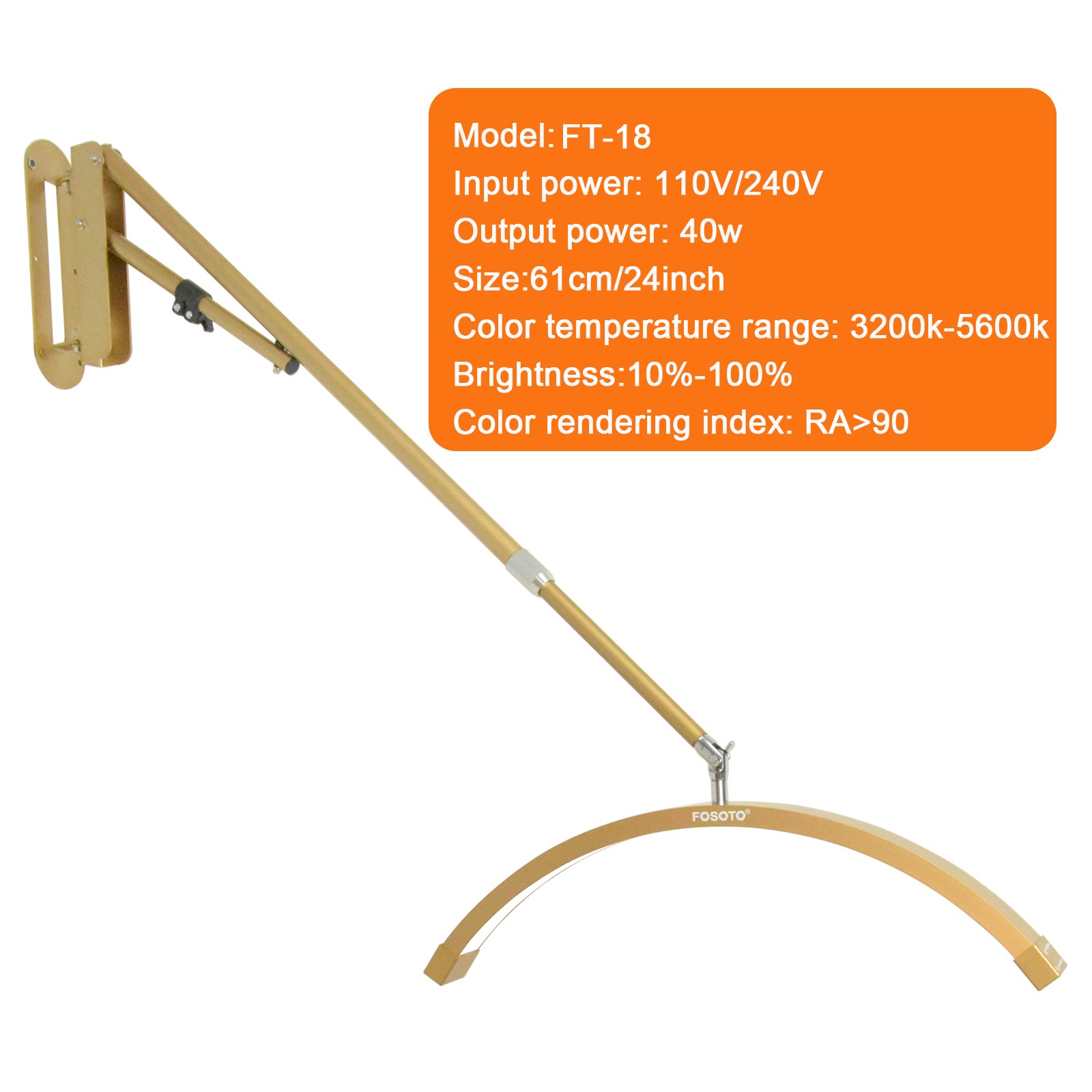 Luxury Golden Wall Mounted Moon Light for Beauty Salon Lash Extension Facial Treatment